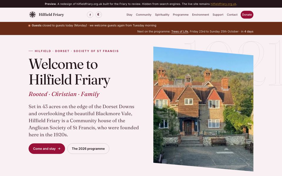 Hilfield Friary preview site
